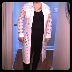 White Judith & Charles Lightweight Eyelet Overcoat